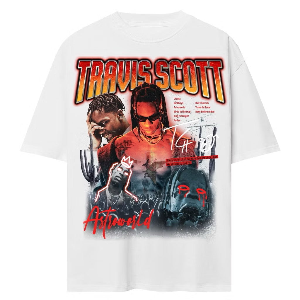 BLANK | ASTROWORLD Half-Sleeve T-Shirt Unisex - White Crew Neck