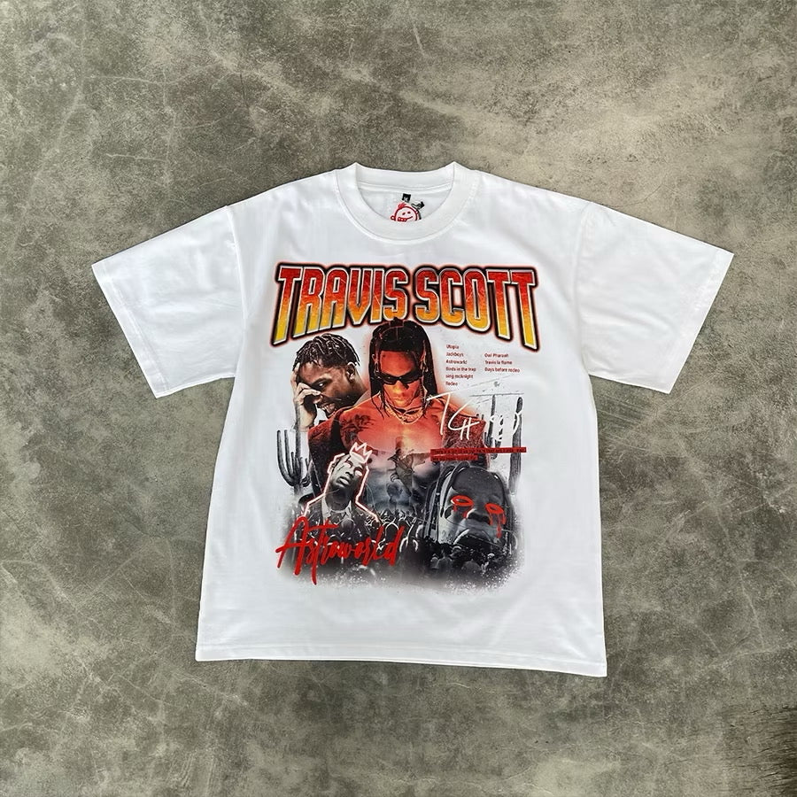 BLANK | ASTROWORLD Half-Sleeve T-Shirt Unisex - White Crew Neck